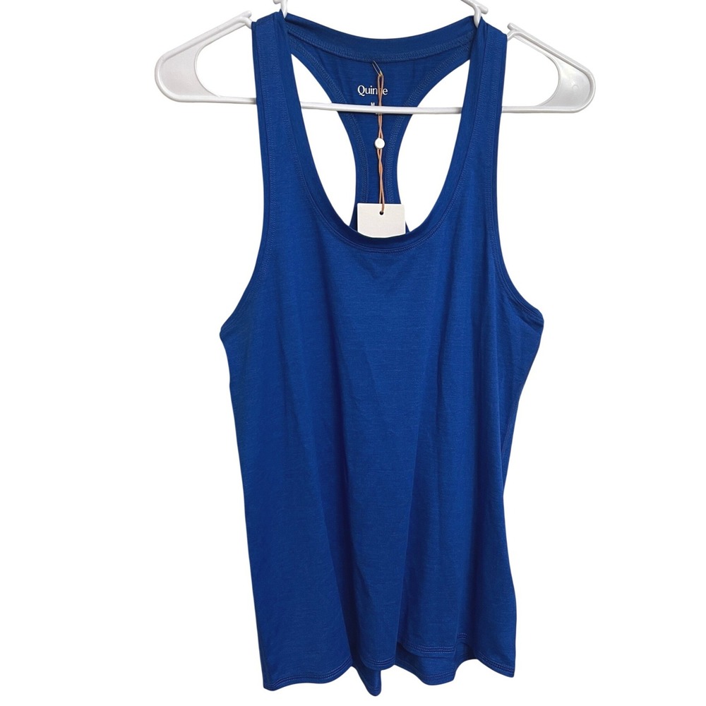 NWT Quince Womens Royal Blue Racerback Tank Top Size M Activewear Yoga Workout